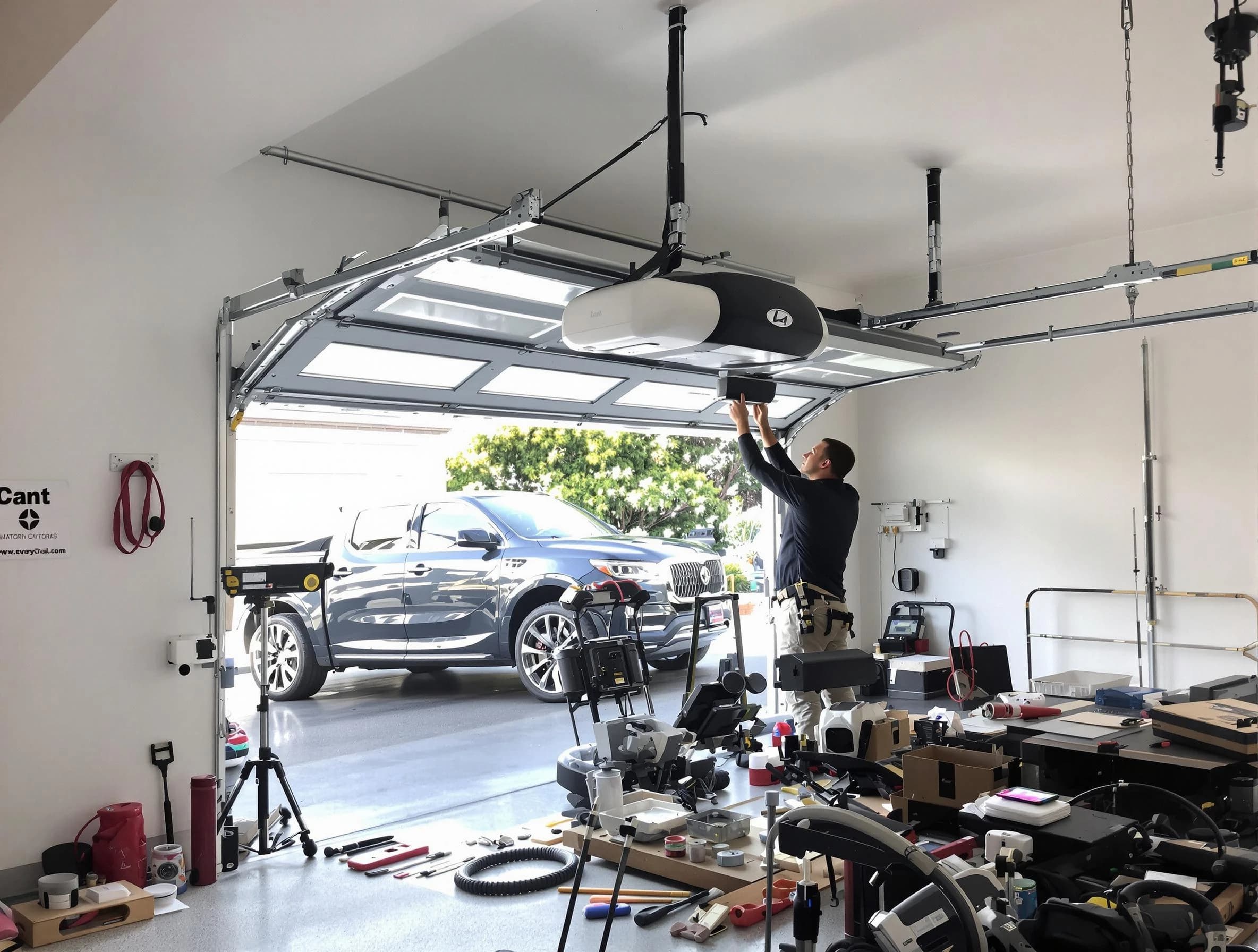South Ogden Garage Door Repair specialist installing smart garage door opener system in South Ogden home