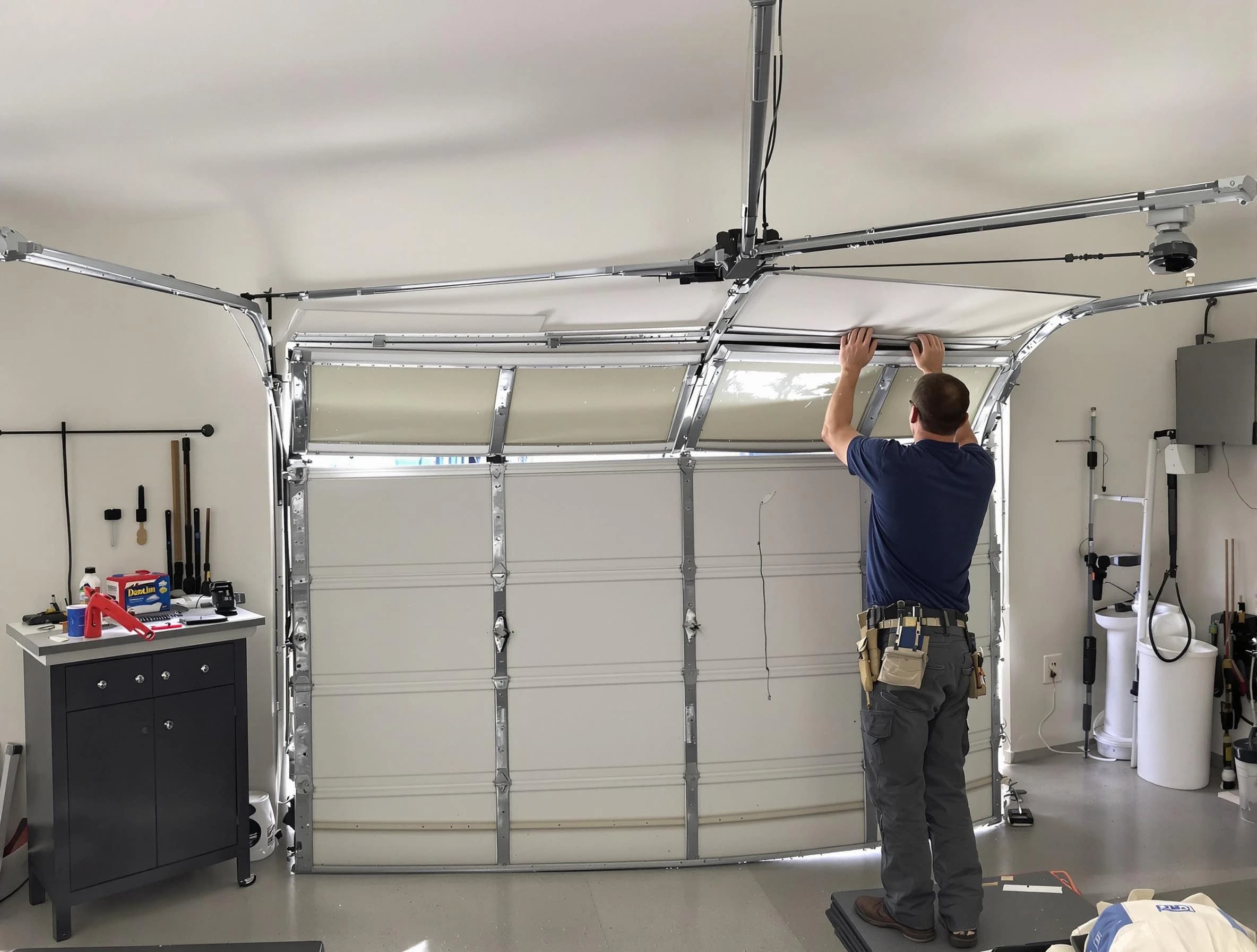 South Ogden Garage Door Repair specialist performing precise section replacement on South Ogden garage door