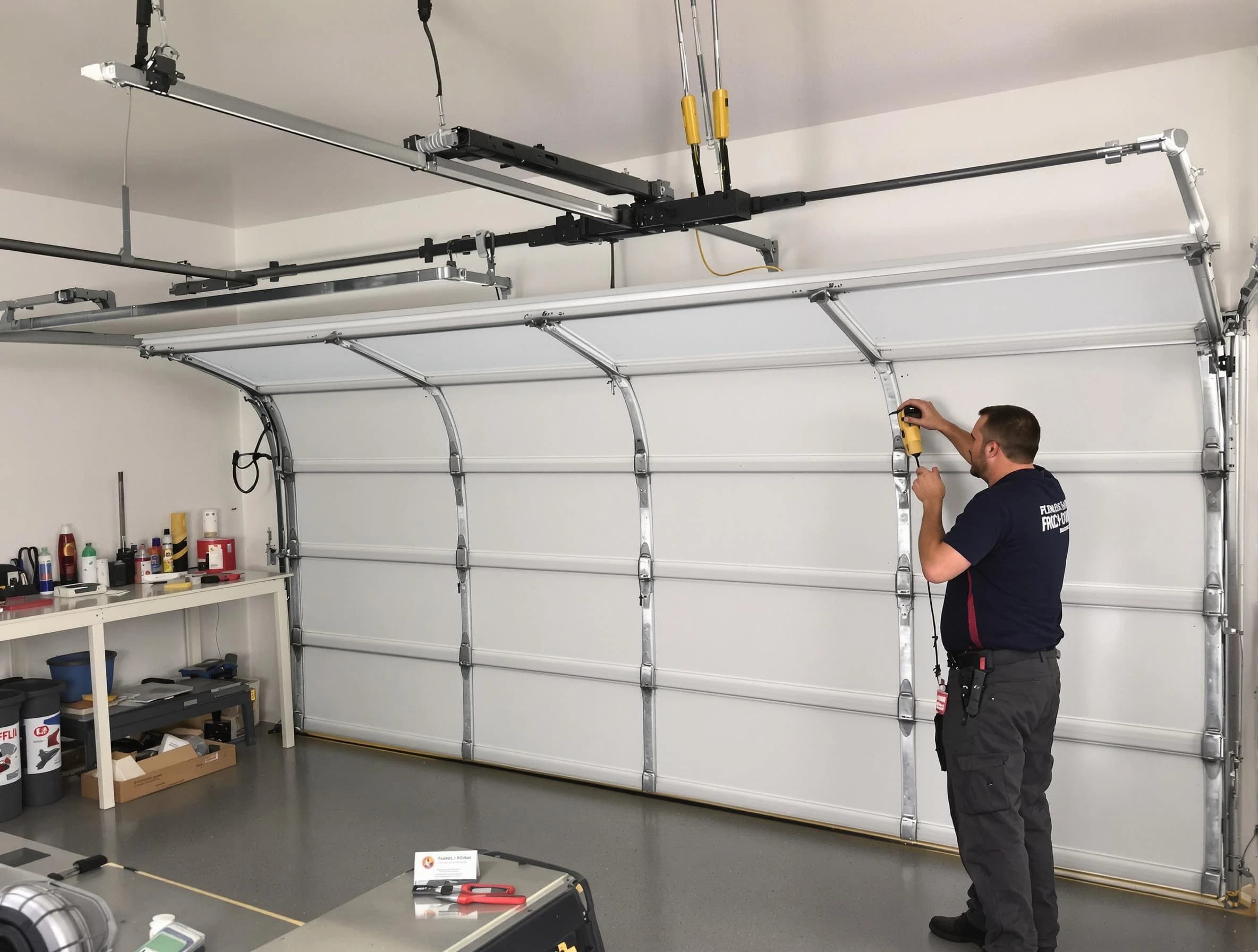 South Ogden Garage Door Repair certified technician performing overhead door system repair in South Ogden