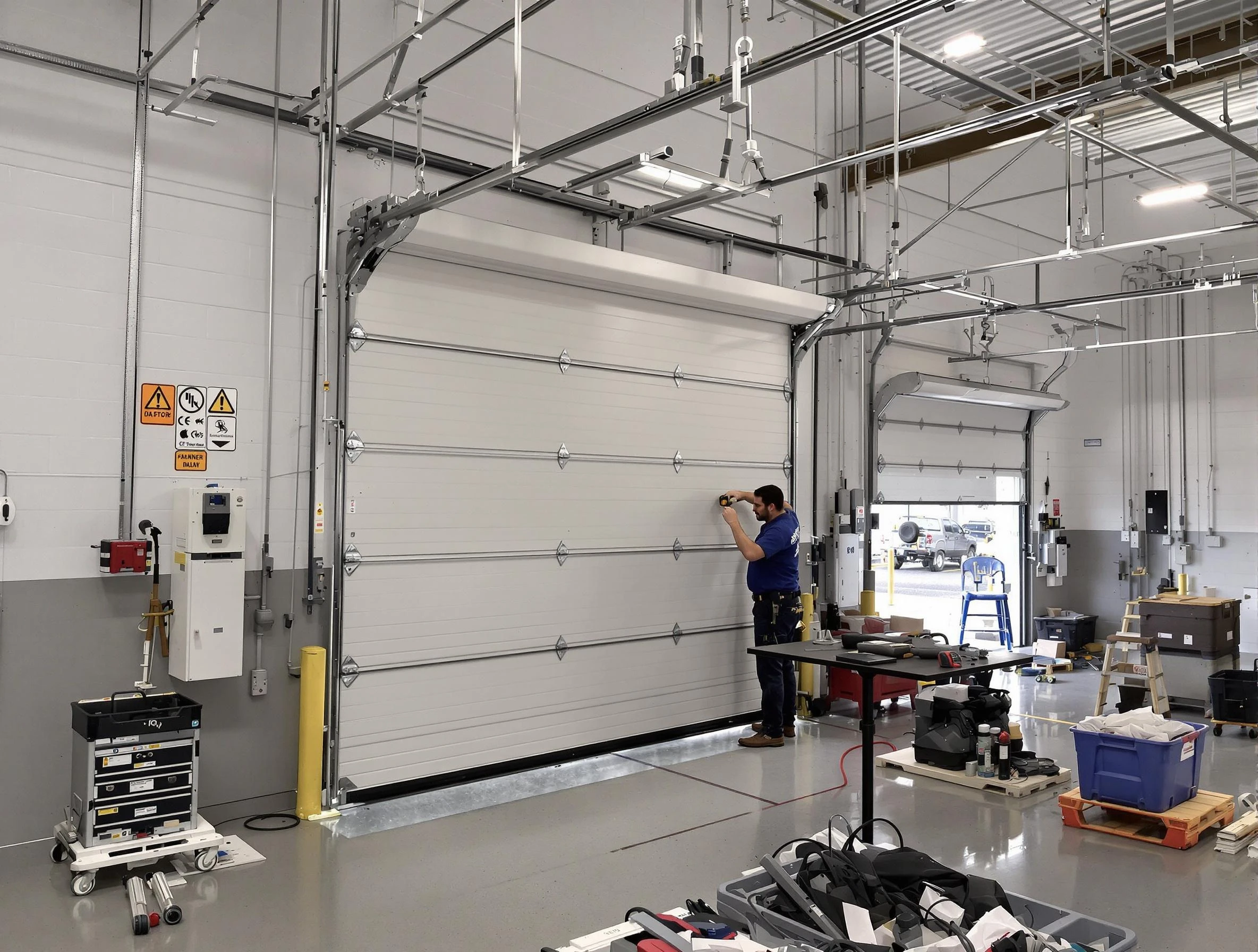 Commercial garage door repair being performed by South Ogden Garage Door Repair expert in South Ogden