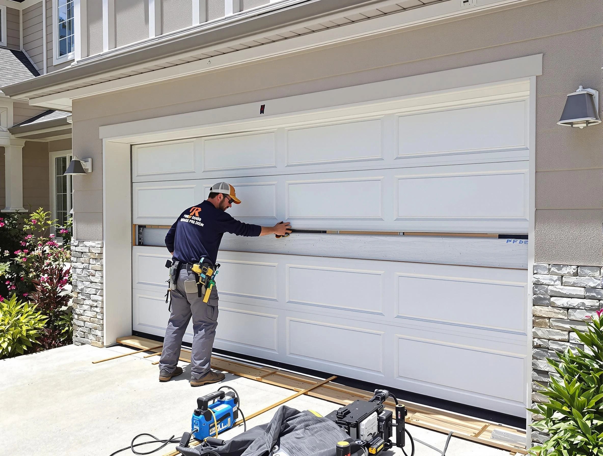 South Ogden Garage Door Repair team performing complete garage door replacement at South Ogden residence
