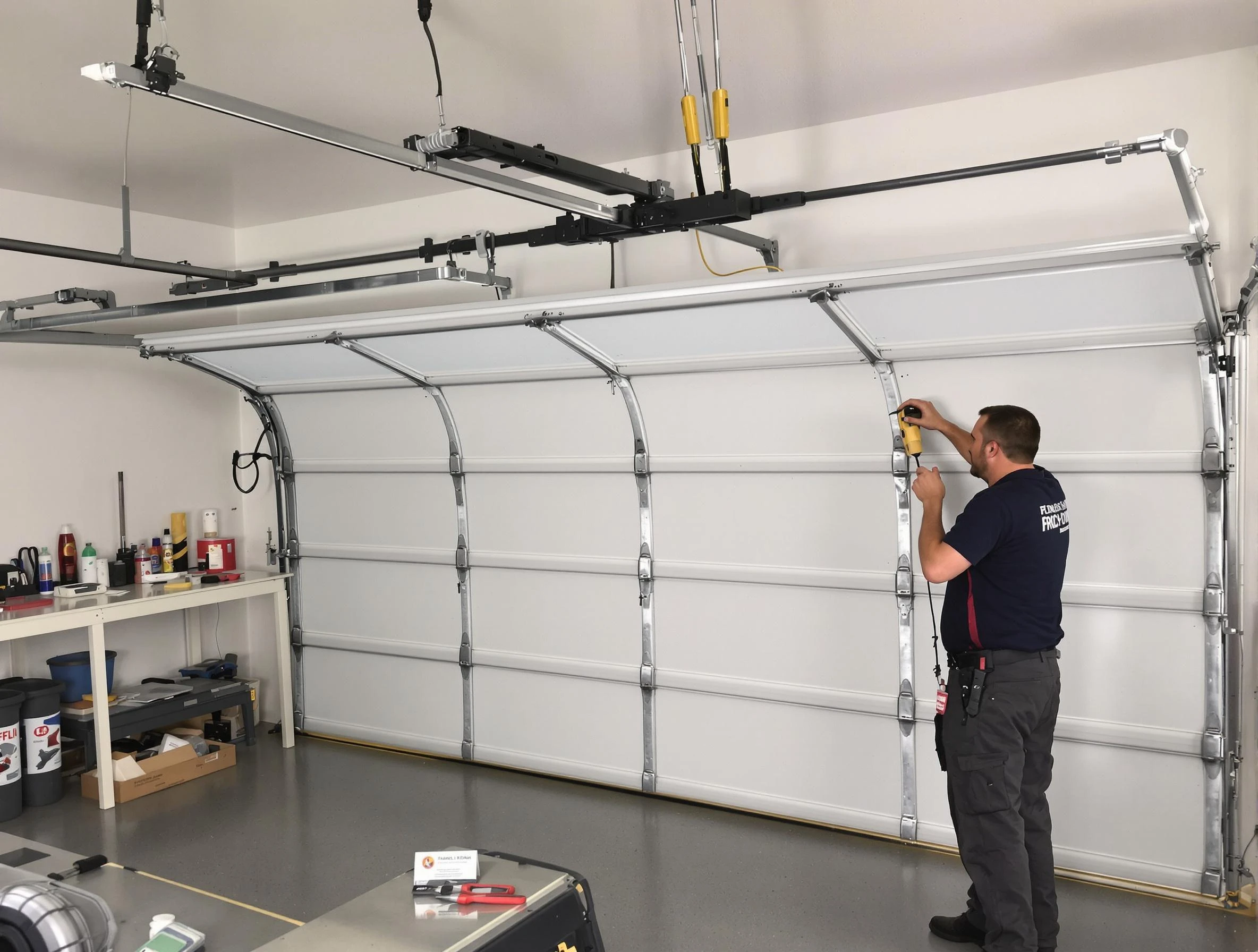 South Ogden Garage Door Repair certified technician performing overhead door system repair in South Ogden