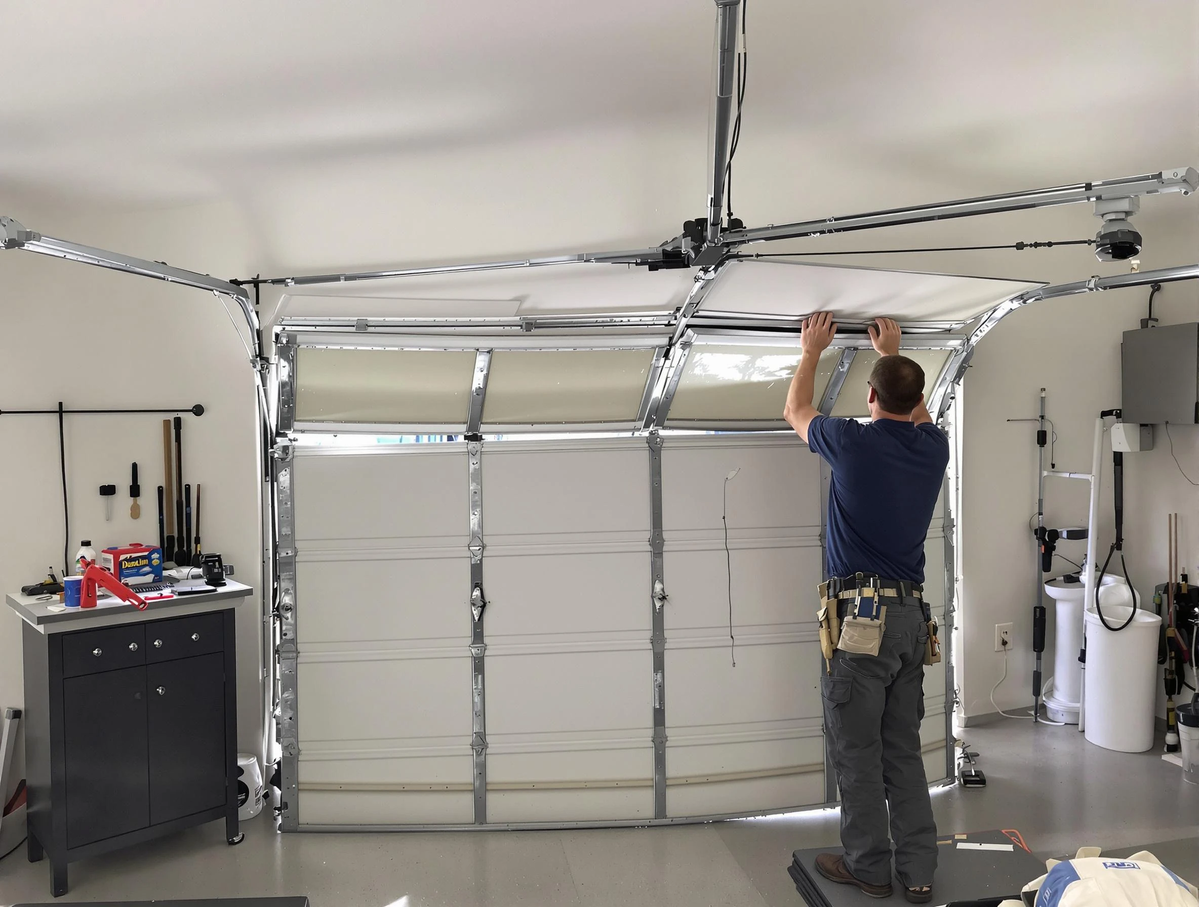 South Ogden Garage Door Repair specialist performing precise section replacement on South Ogden garage door